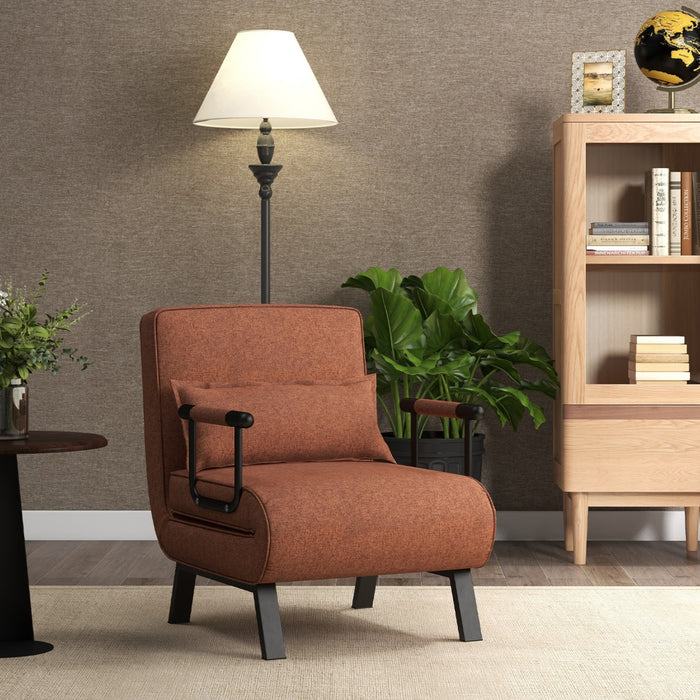Costway - Fauteuil convertible 4 en 1, canapé-lit 1 place, dossier réglable en 6 positions, avec oreiller, café
