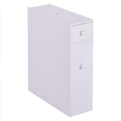 Armoire WC, Armoire salle de bain, Petit Meuble salle de bain, Armoire de toilette, avec Deux Tiroir, Blanc, Costway, 1