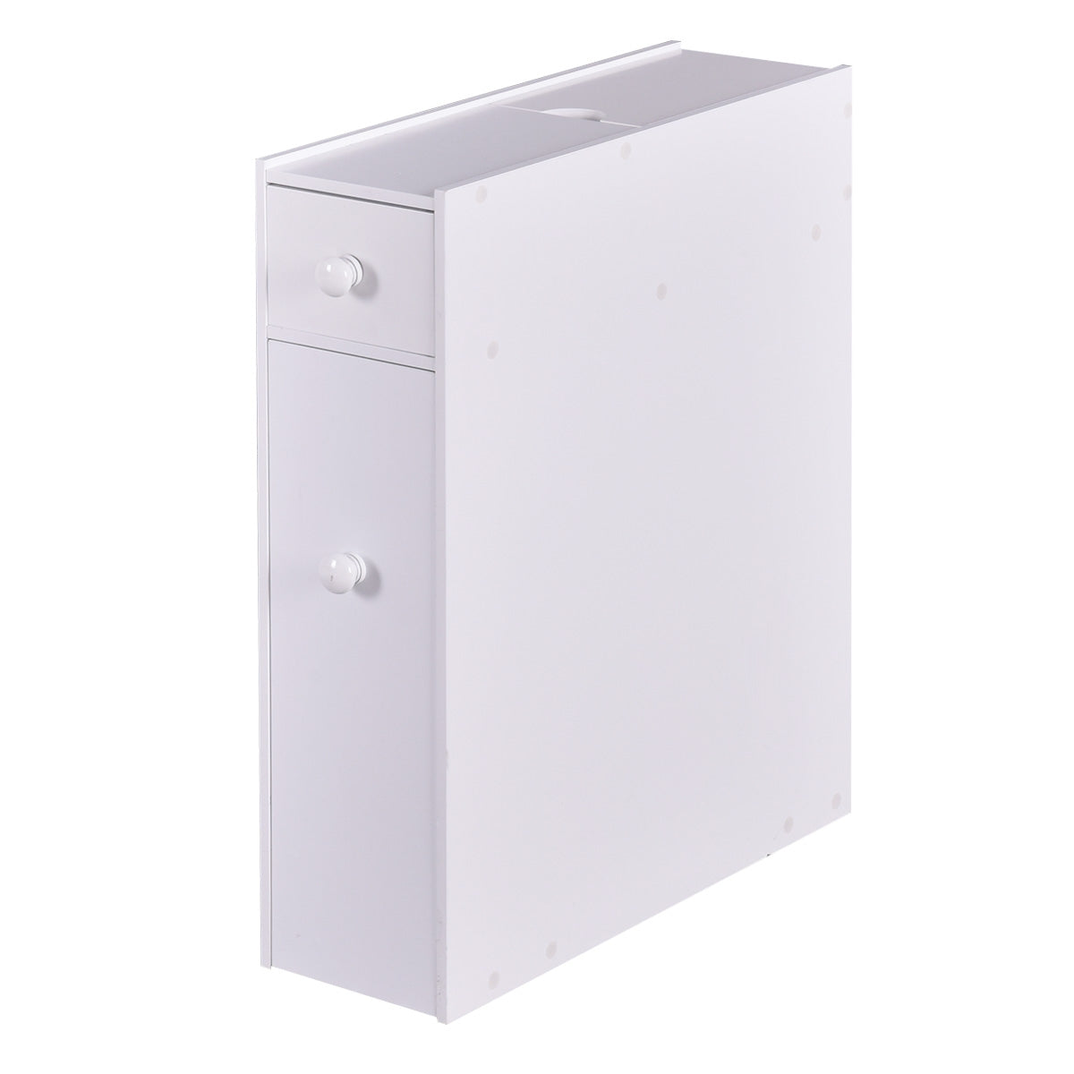 Armoire WC, Armoire salle de bain, Petit Meuble salle de bain, Armoire de toilette, avec Deux Tiroir, Blanc, Costway, 5