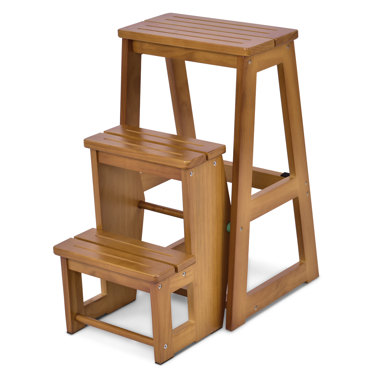 Tabouret Escabeau, Escabeau 3 Marches Action, Escabeau Pliable, 3 Marches, Siège, Capacité 130-150kg, Costway, 1