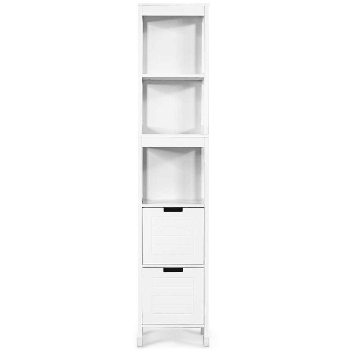 Colonne Salle de Bain, Armoire Salle de Bain, Petit Meuble Salle de Bain, Armoire wc, 2 Tiroirs, Blanc, Costway, 7