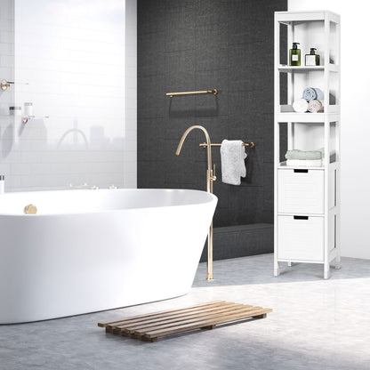 Colonne Salle de Bain, Armoire Salle de Bain, Petit Meuble Salle de Bain, Armoire wc, 2 Tiroirs, Blanc, Costway, 3