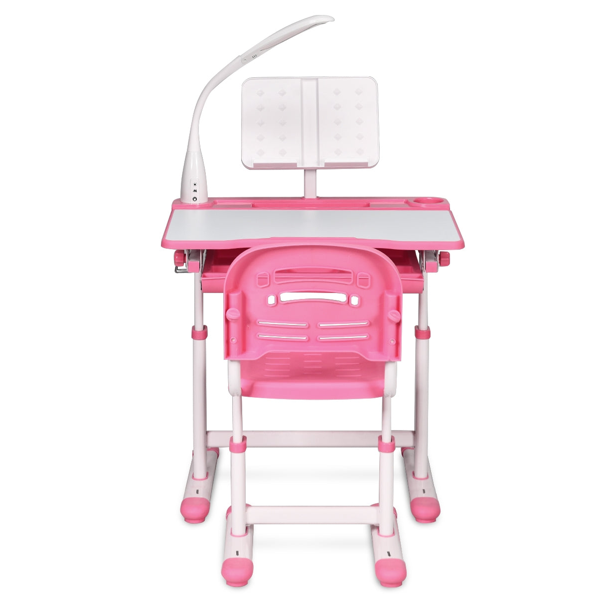 Table et Chaise Enfant, Bureau enfant primaire, Hauteur Réglable Plateau Inclinable Capacité chaise 80kg, Rose, Costway, 6