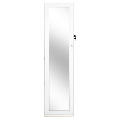 Armoire a Bijoux, Miroir Bijoux, Armoire Bijoux, sur Pieds Miroir Pleine Longueur et Miroir de Maquillage Intégré, Blanc, Costway, 7