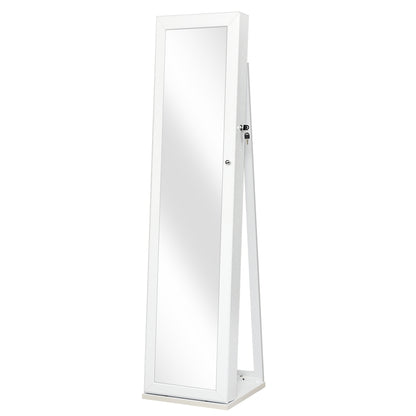 Armoire a Bijoux, Miroir Bijoux, Armoire Bijoux, sur Pieds Miroir Pleine Longueur et Miroir de Maquillage Intégré, Blanc, Costway, 1