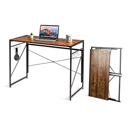 Bureau Pliable, Bureau Ordinateur, Bureau Informatique, Bureau Moderne, Table de Bureau, Poste de Travail, Café, Costway, 5