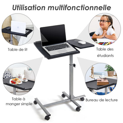 Support Ordinateur Portable Lit, Bureau Reglable Hauteur, Support PC Portable, Bureau Assis Debout, 5 Roulette, Costway, 8