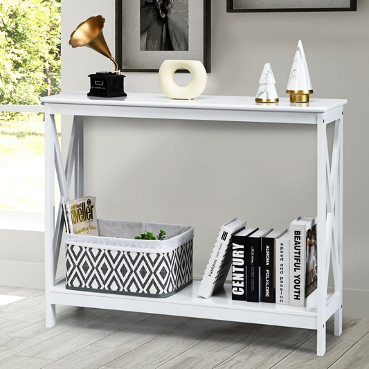 Console d'entrée, Petite Table, Petite Console Entrée, Table Console, Table de salon, Style Industriel, Blanc, Costway, 2