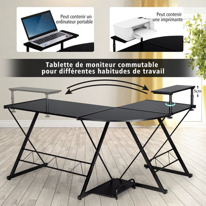 Bureau d'Angle, Bureau en L, Bureau Ordinateur, Bureau Informatique, Bureau Moderne, Table de Bureau, Costway, 7