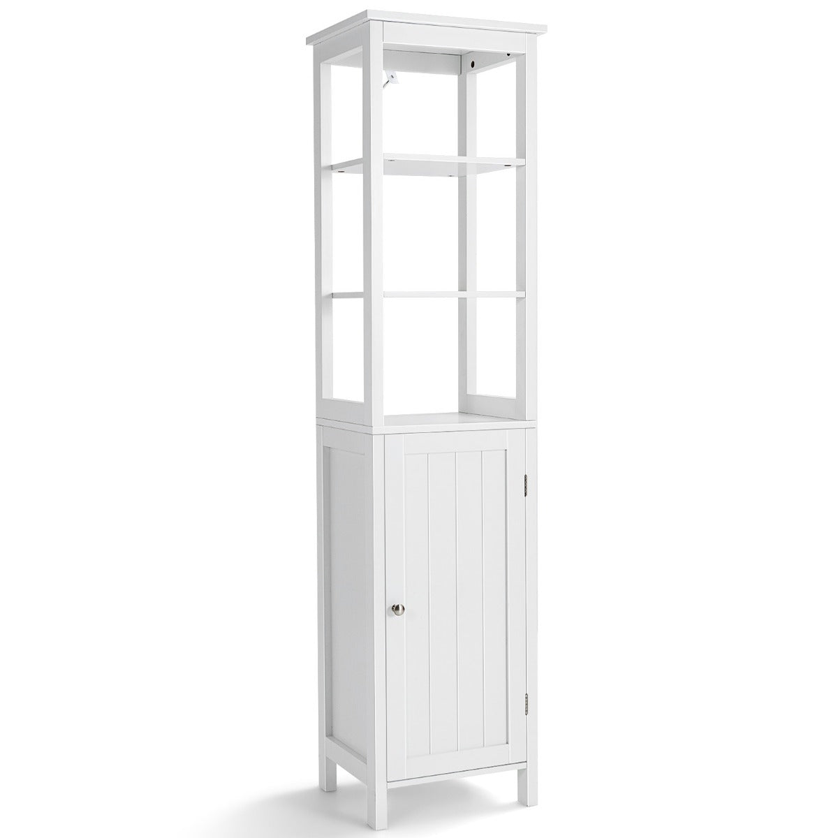 Meuble Rangement salle de bain, Armoire WC, Meuble Colonne Autoportante avec Étagère à 3 Niveaux, Blanc, Costway, 1