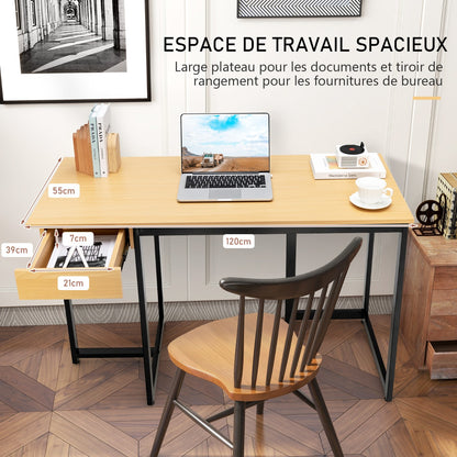 Bureau Ordinateur, Bureau Informatique de 120 cm, Bureau Moderne, Table de Bureau avec Roulant, Costway, 5