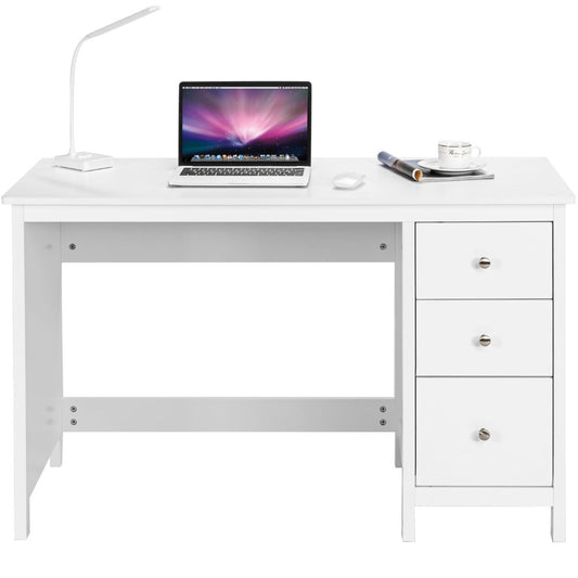 Bureau Ordinateur, Bureau Informatique, Bureau Moderne, Table de Bureau, Poste de Travail, Blanc, Costway, 1