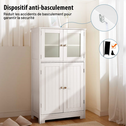 Armoire salle de bain, Meuble Rangement salle de bain, Armoire WC, Meuble de Salle de Bain, Blanc, Costway, 7