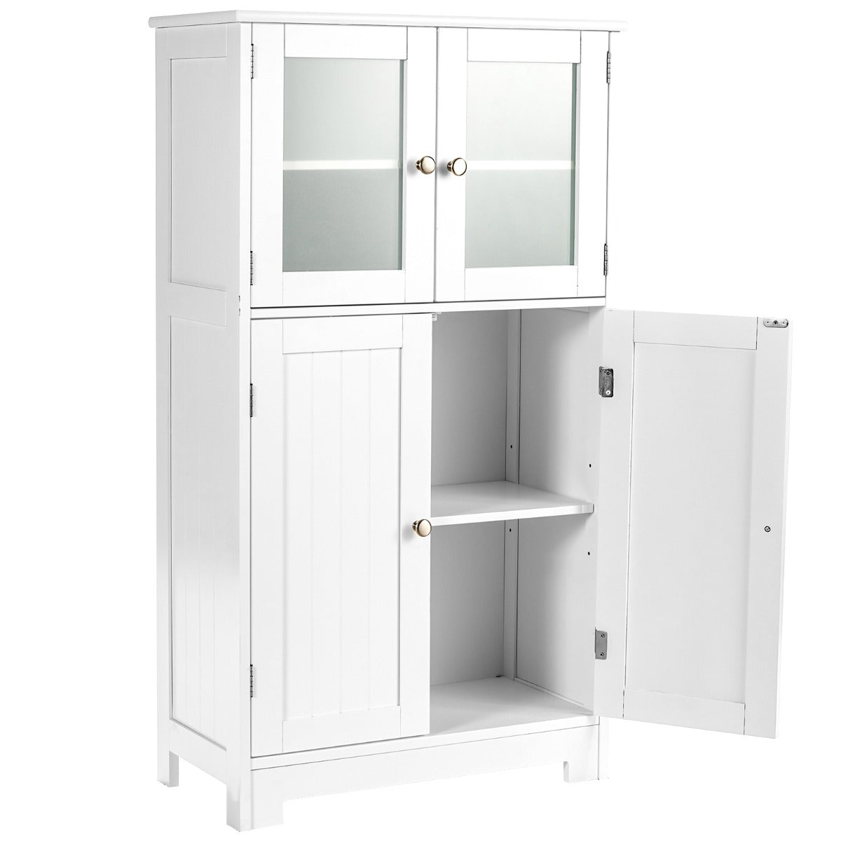 Armoire salle de bain, Meuble Rangement salle de bain, Armoire WC, Meuble de Salle de Bain, Blanc, Costway, 1