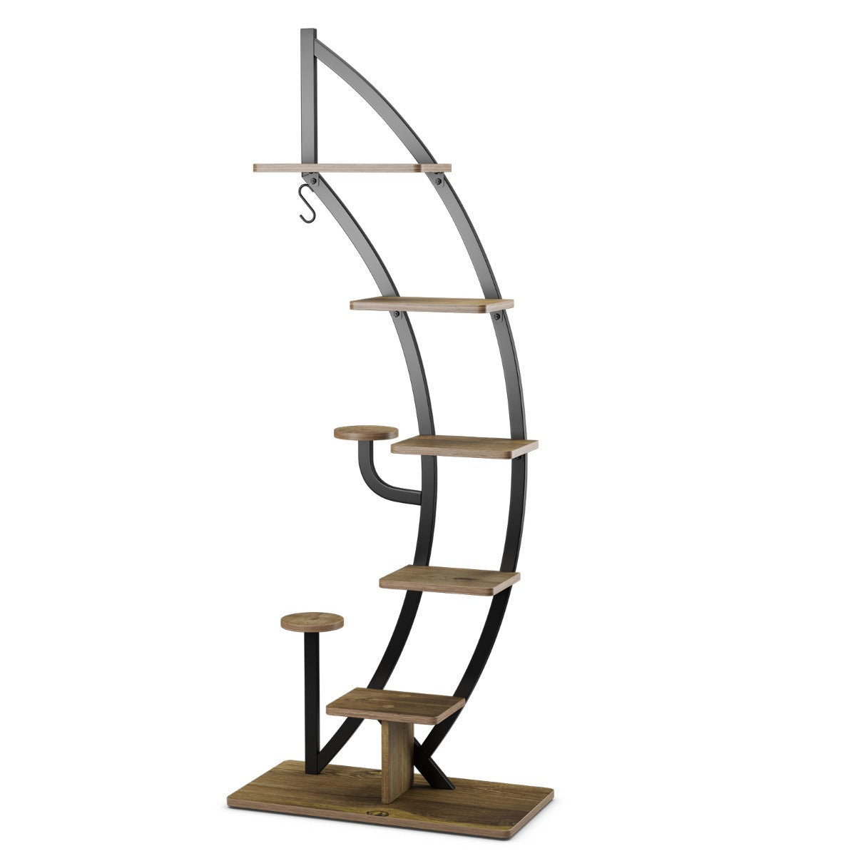 Etagere Plante, Lot de 2, 7 Niveaux, Meuble Plante, Support pot de fFleur, Métal, Forme de Demi-lune, Costway, 5