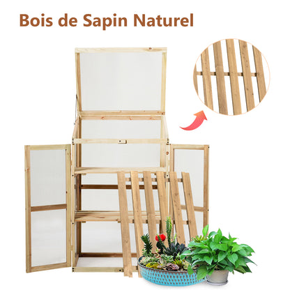 Petite Serre de Jardin, Serre de Jardin, avec Etagères à 3 Niveaux, Vitrages Transparents en Polycarbonate, Nature, Costway, 7