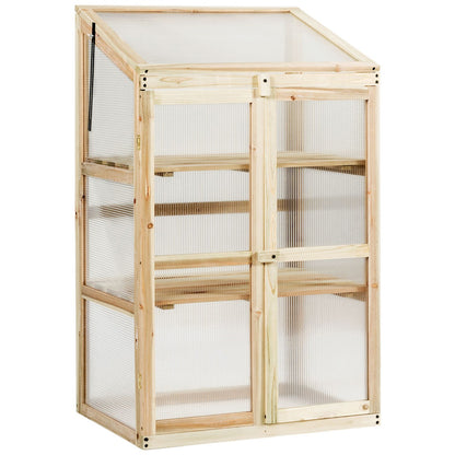 Petite Serre de Jardin, Serre de Jardin, avec Etagères à 3 Niveaux, Vitrages Transparents en Polycarbonate, Nature, Costway, 1