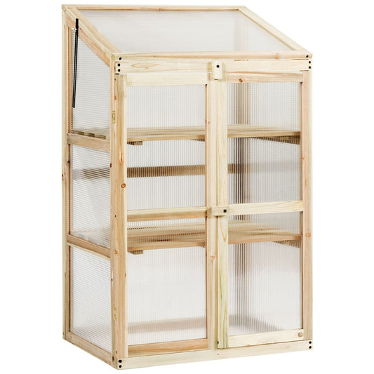 Petite Serre de Jardin, Serre de Jardin, avec Etagères à 3 Niveaux, Vitrages Transparents en Polycarbonate, Nature, Costway, 1