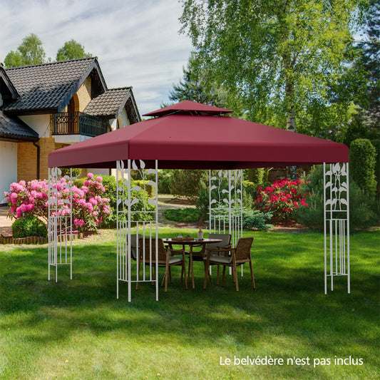 Pergola Terrasse, Tonnelle de jardin, Toile Supérieure 3x3m pour Tonnelle à 2 Niveaux Toile de Gazebo Boucles, Costway, 3