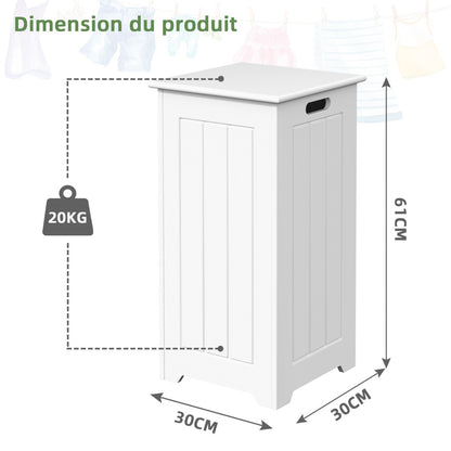 Panier à Linge, Bac a Linge, avec Couvercle 34 L Corbeille à Linge Rectangulaire Style Contemporain, Blanc, Costway, 7