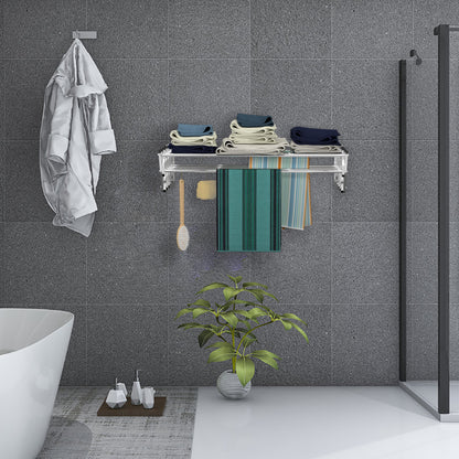 Étendoir à Linge Mural, Sèche Linge, Porte Serviette Mural, Porte Serviette Salle de Bain, Extensible, Costway, 4