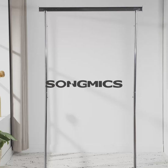 Portants à Vêtement, Solide, avec roulettes, Capacité de Charge 90 kg, Longueur réglable, Pliable, SONGMICS video