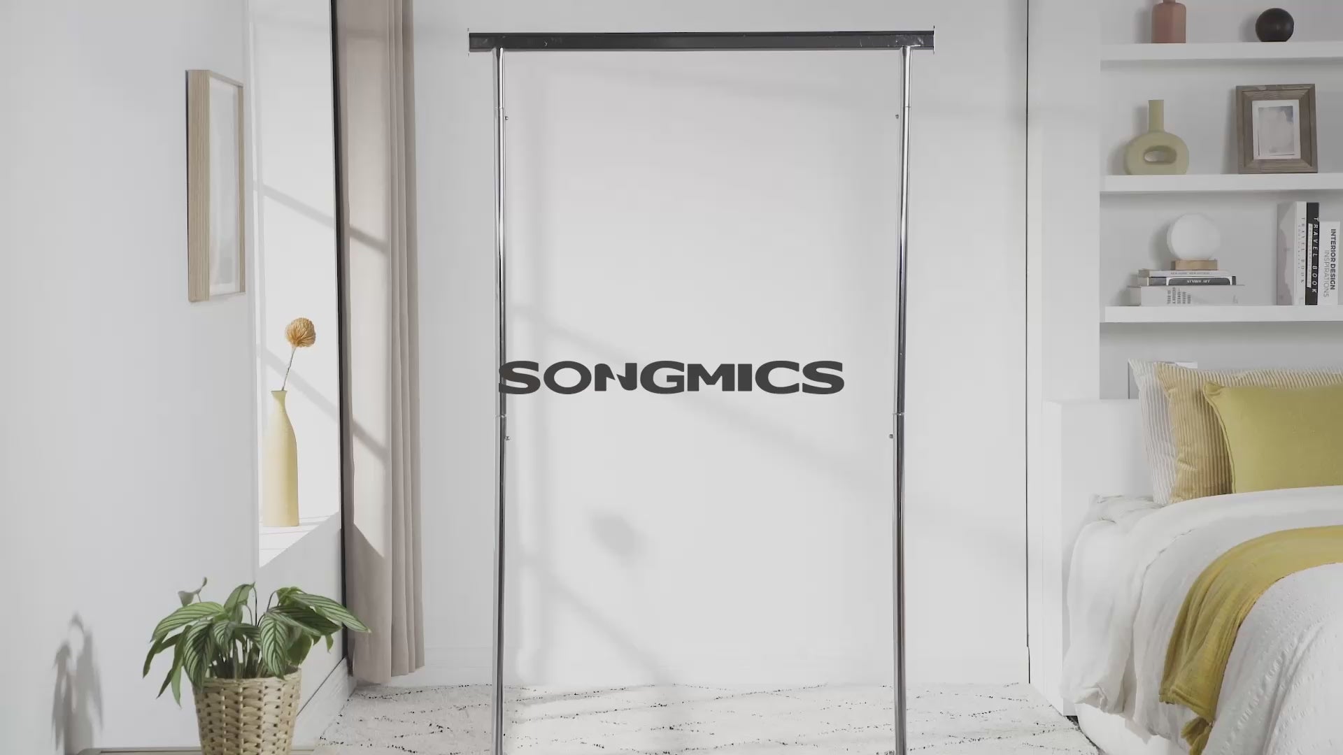 Portants à Vêtement, Solide, avec roulettes, Capacité de Charge 90 kg, Longueur réglable, Pliable, SONGMICS video