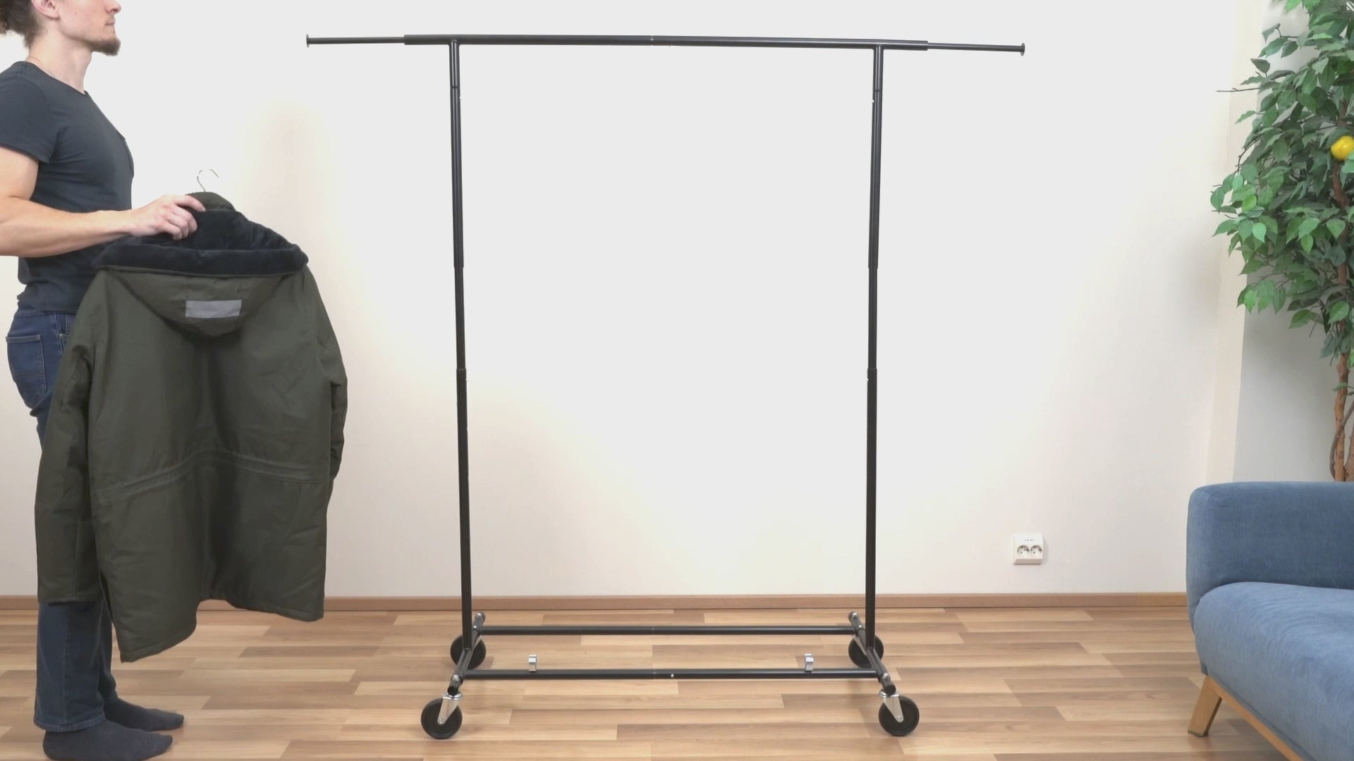 Portant Vêtement Solide, Portant Vetement Professionnel, avec Roulettes, Tatkraft Derek, v