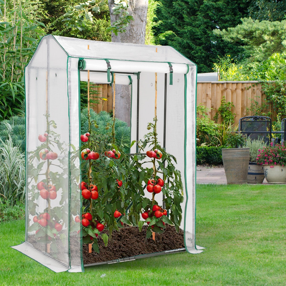 Serre de Jardin, Serre portable avec structure en acier, pour Balcon Intérieur & Extérieur, 100x81x150 cm, Blanc, Costway, 2