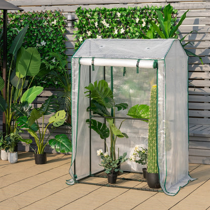 Serre de Jardin, Serre portable avec structure en acier, pour Balcon Intérieur & Extérieur, 100x81x150 cm, Blanc, Costway, 3