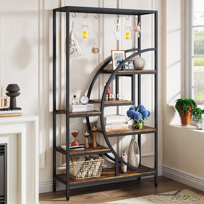 Etagere Plante, 7 niveaux, Support Plante, 100 x 30 x 180 cm, étagère en métal, marron, Tribesigns, 1