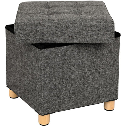 Banc de Rangement, Tabouret rembourré Pliable, avec Couvercle, Pieds en Bois Massif, Charge 300 kg, Gris, SONGMICS, 1