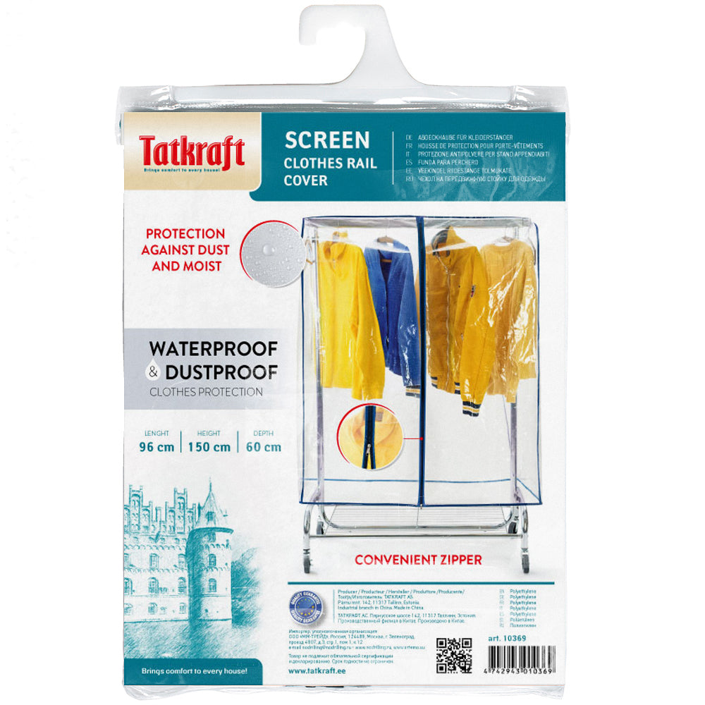 Tatkraft Screen - Housse de Protection pour Portant à Vêtements, Plastique Waterproof Transparent, Ouverture et Fermeture Faciles, L96 cm