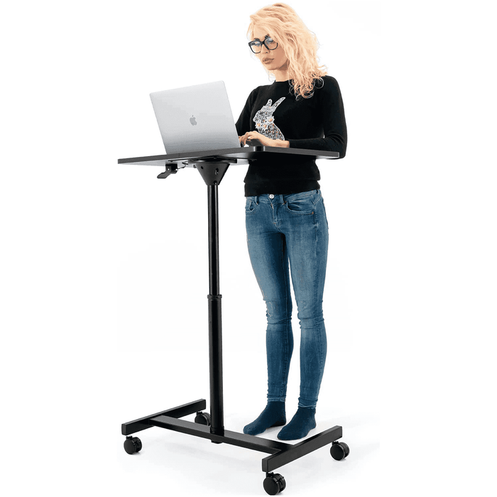 Tatkraft Focus - Table Pneumatique pour Ordinateur Portable à Roulettes, Hauteur Réglable de 74 à 114 cm