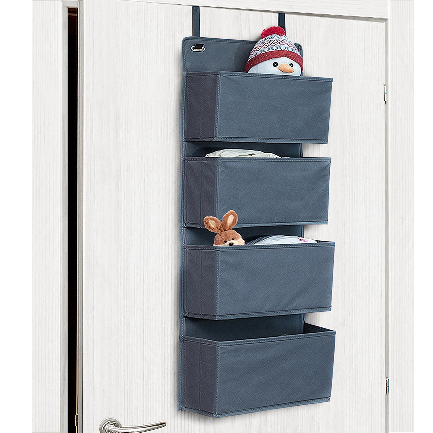 Etagère de Rangement, Organisateur en Tissu à Suspendre sur les Portes et Murs, 4 Compartiments, Tatkraft Cozy