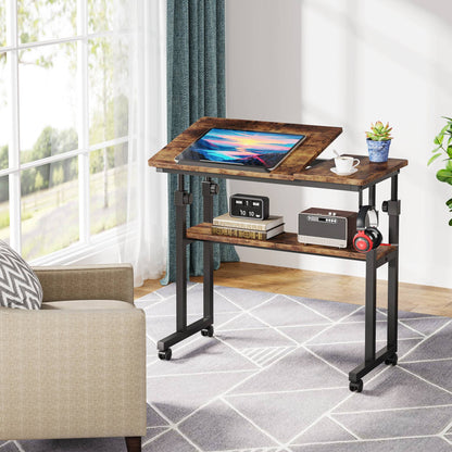 Tribesigns - Table de lit, Bureau portable pour canapé lit, Table de chevet, sur roulettes, pc bureau 