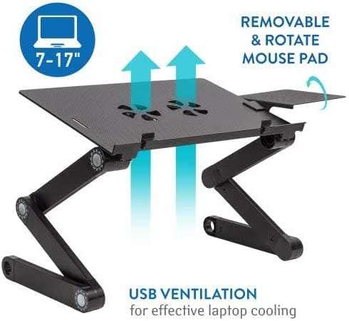 Support ordinateur portable, Table pour Ordinateur Portable pour Lit avec Ventilateur USB