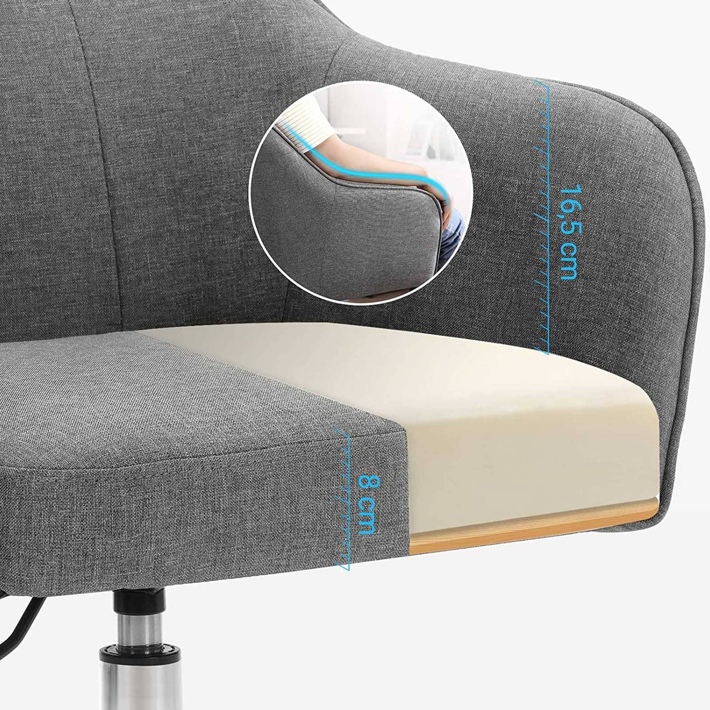 SONGMICS - Chaise de bureau gaming, Accoudoir texturé confortable, 16,5 cm, épaisseur d'assise - 8 cm
