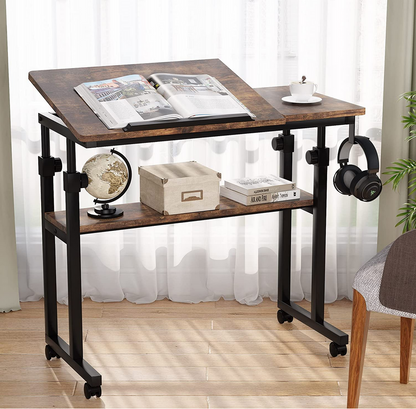 Bureau Portable pour canapé lit, Table de Chevet réglable en Hauteur sur roulettes, Petit Bureau, Tribesigns