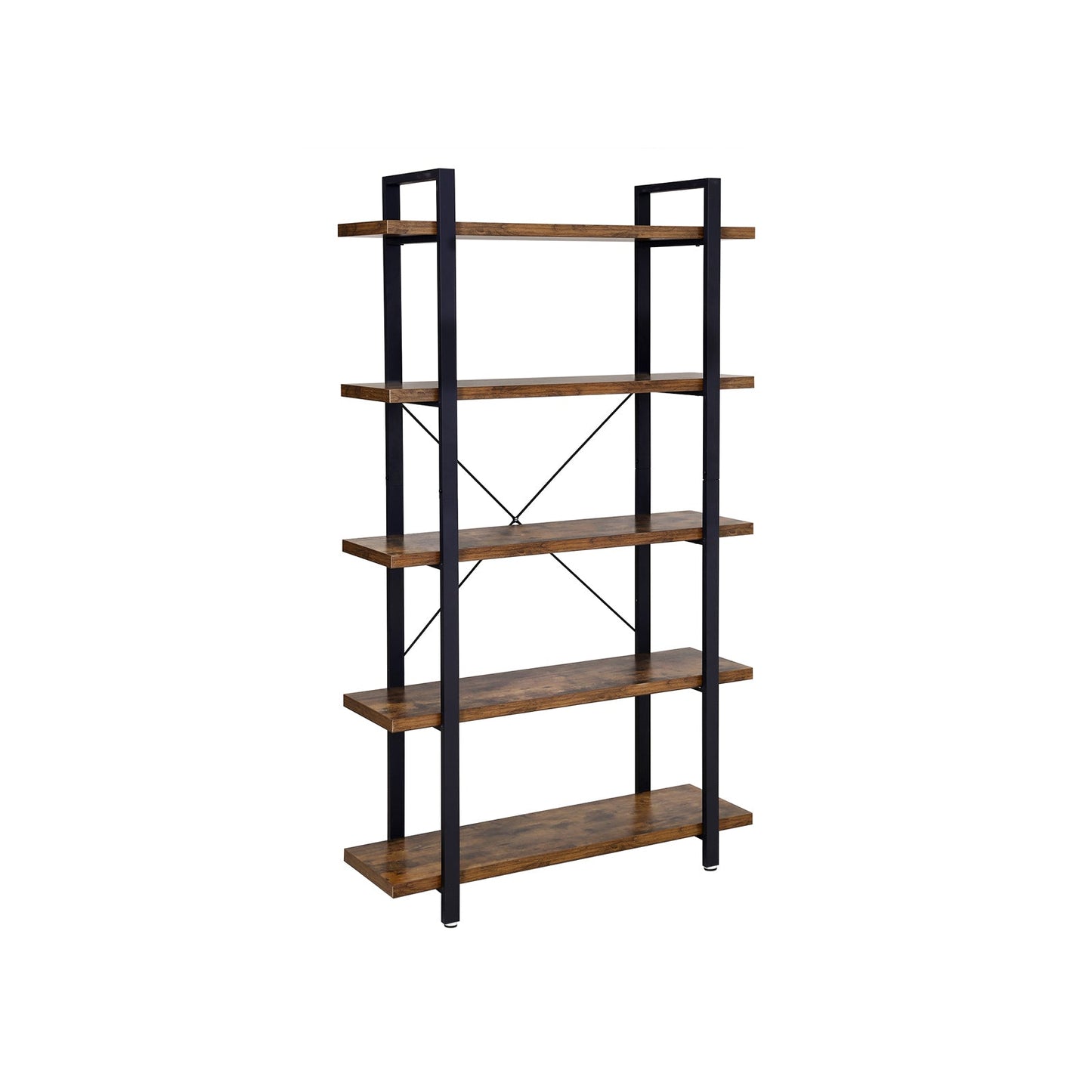 Etagere Bois Metal, Étagère 5 Niveaux, Bibliothèque, pour Bureau, 33,5 x105 x177,5 cm, Style Industriel, Vasagle, 3