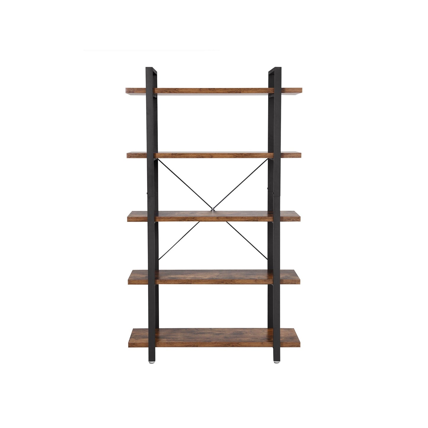 Etagere Bois Metal, Étagère 5 Niveaux, Bibliothèque, pour Bureau, 33,5 x105 x177,5 cm, Style Industriel, Vasagle, 5