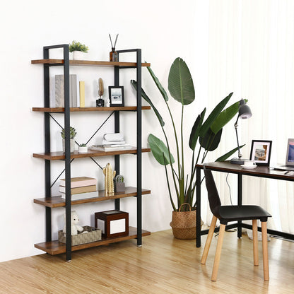 Etagere Bois Metal, Étagère 5 Niveaux, Bibliothèque, pour Bureau, 33,5 x105 x177,5 cm, Style Industriel, Vasagle, 4