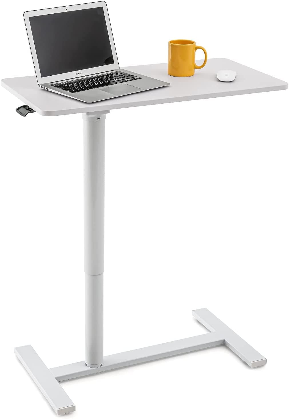 Bureau d'Ordinateur Portable Pneumatique Mobile Poste de Travail, Mobile Assis-Debout avec 4 Roulettes à 360°, Tatkraft Relax
