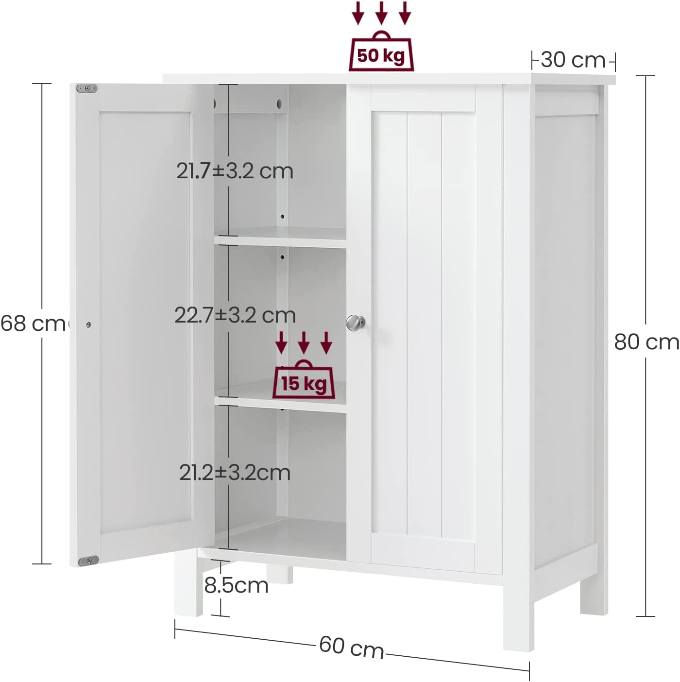 Meuble Salle de Bain sur Pieds, VASAGLE