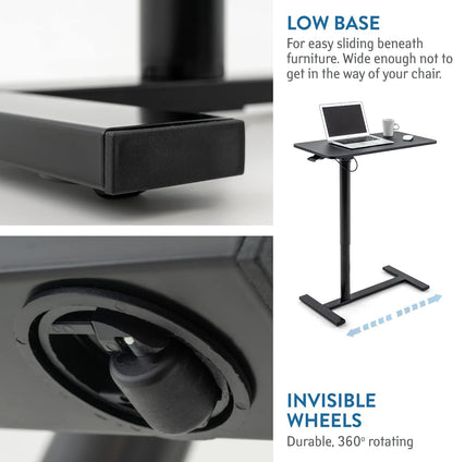 Table pour ordinateur portable sur roulettes, roues non visibles, les roues tournent à 360 degrés, Tatkraft Bliss