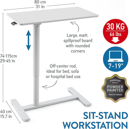 Table Pneumatique pour Ordinateur Portable, grand plan de travail 80X40 cm, la hauteur réglable 74 -115 cm, Tatkraft Relax