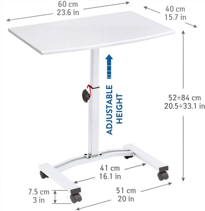 Table mobile pour ordinateur portable, taille du plateau 60x40 cm, hauteur réglable 52-84 cm, Tatkraft Cheer