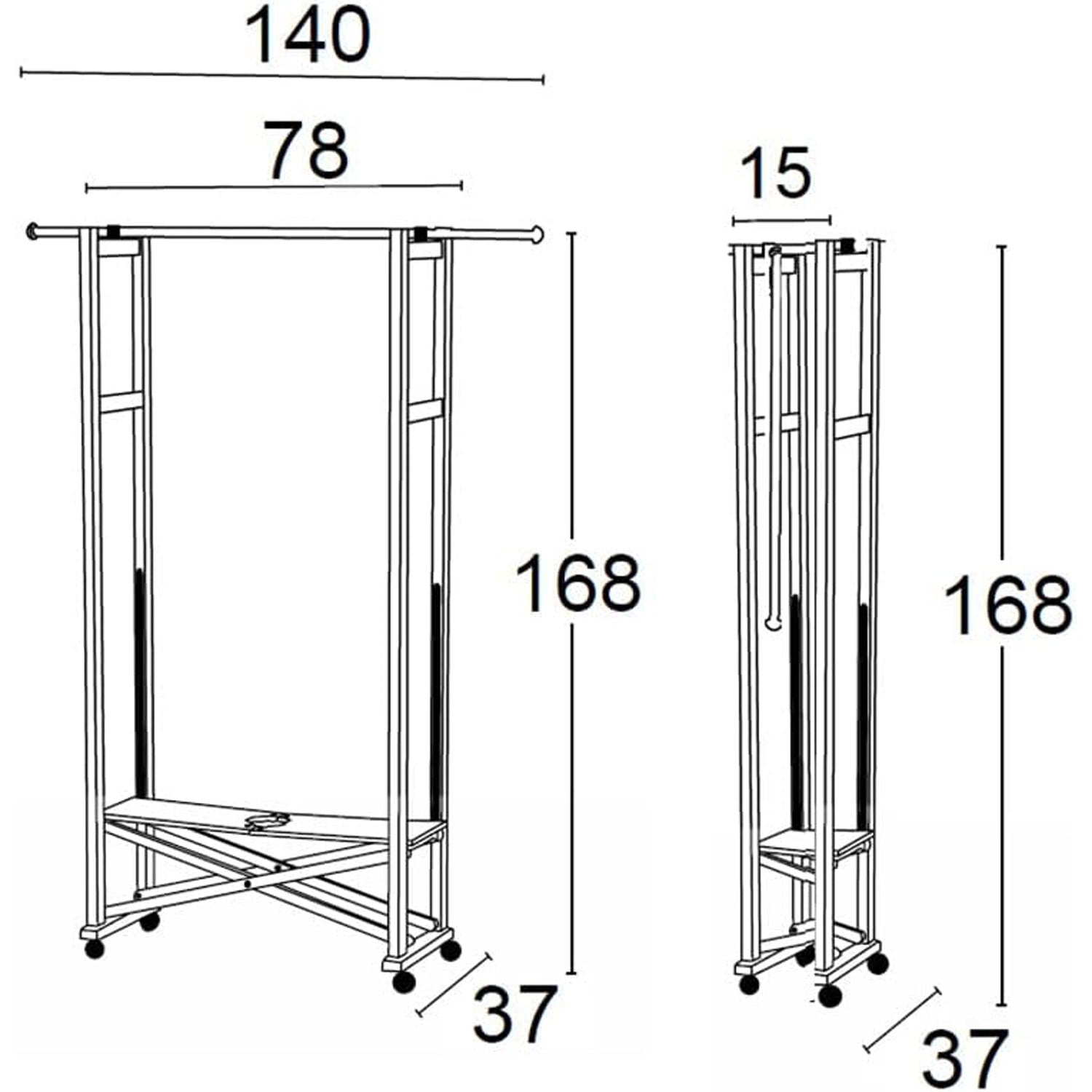 ARIT Portant ELIOS Pliable, Bois, 37 x 140 x 168 cm, Blanc, 6