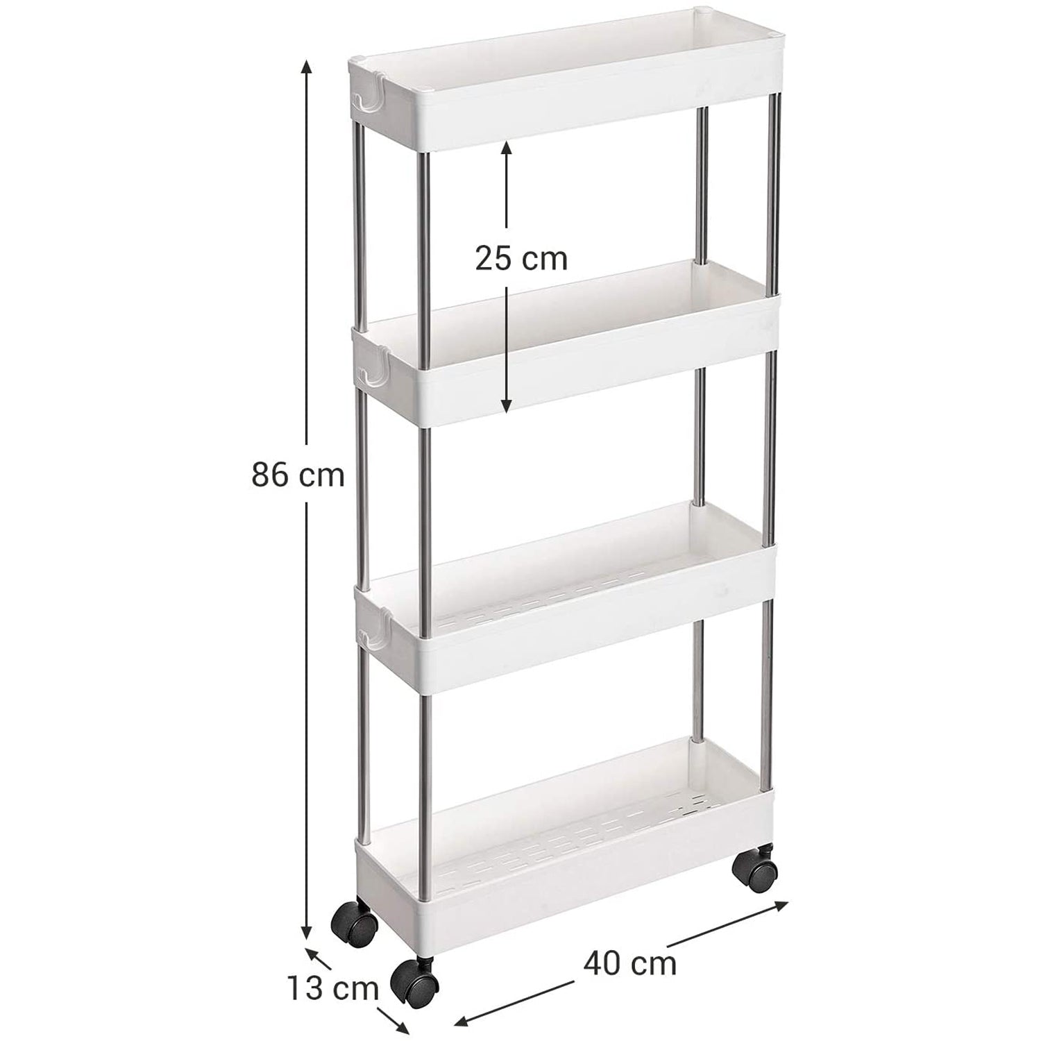 Desserte à roulettes, Chariot de Rangement, Étagère Roulante, 4 Niveaux, Gain de Place, SONGMICS, 3