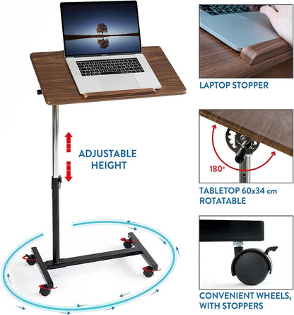 Bureau pour ordinateur portable réglable en hauteur, Angle réglable (0-180°), Hauteur réglable de 71 à 96 cm, Tatkraft Gian